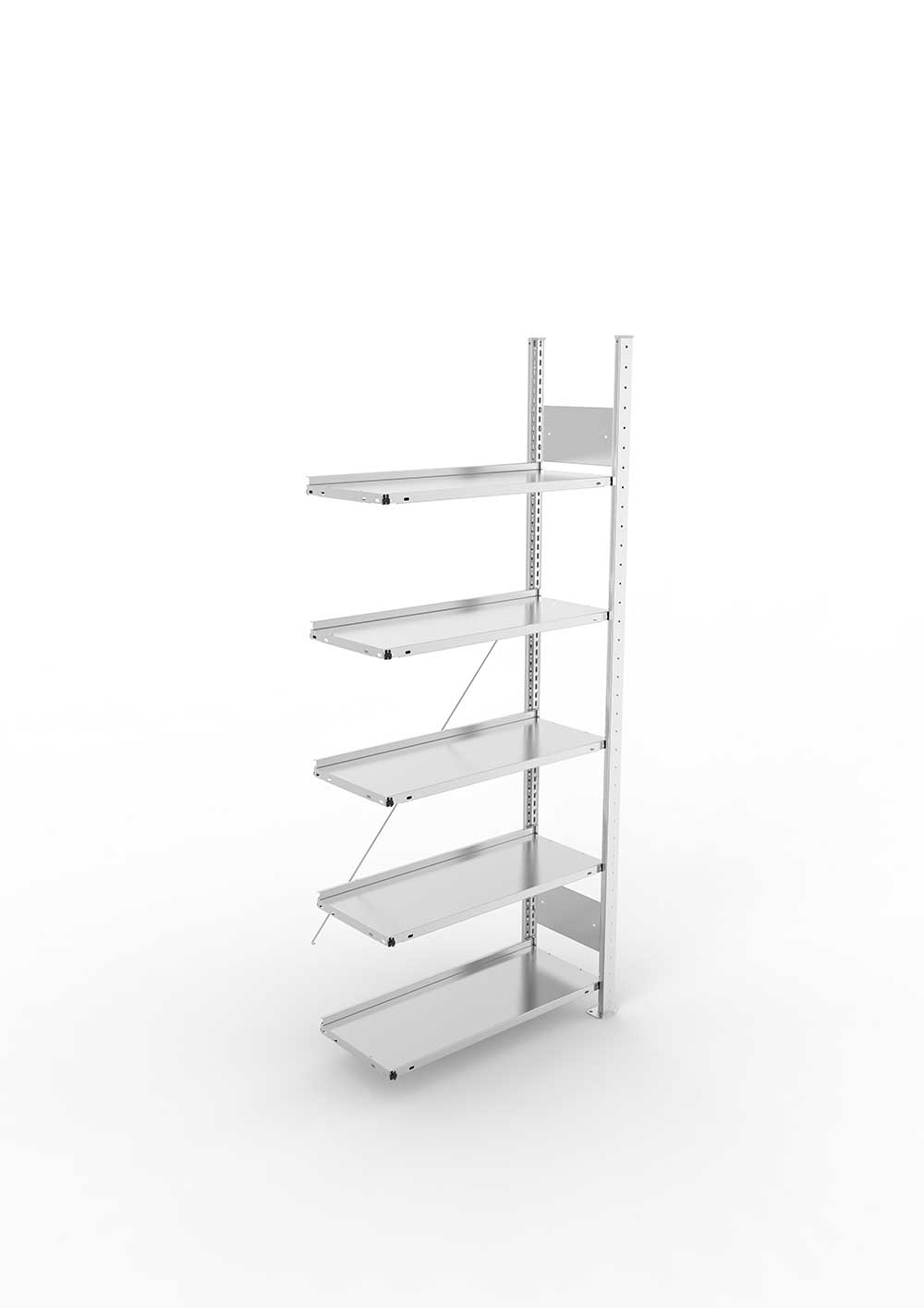 Büroregal Aktenregal als Steckregal AR 1850 x 750 x 300 vzk kpl. mit 5 Böden ohne Abdeckboden - einseitig – detaillierte Produktabbildung