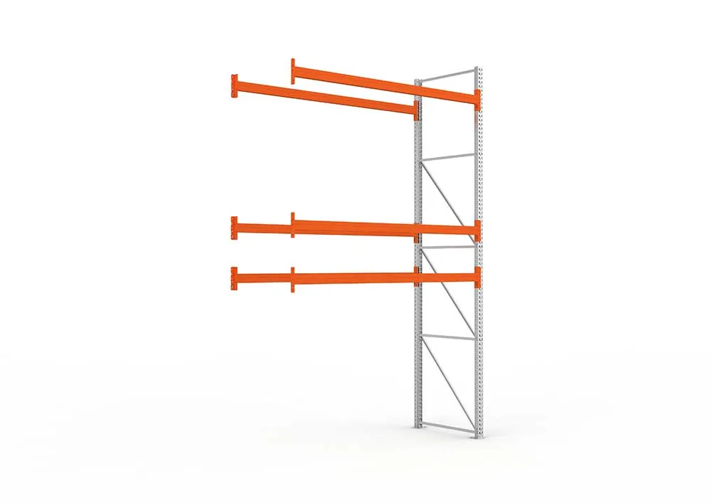 Palettenregal Anbaumodul – 440×278×110 cm, bis 800 kg, 3 Ebenen