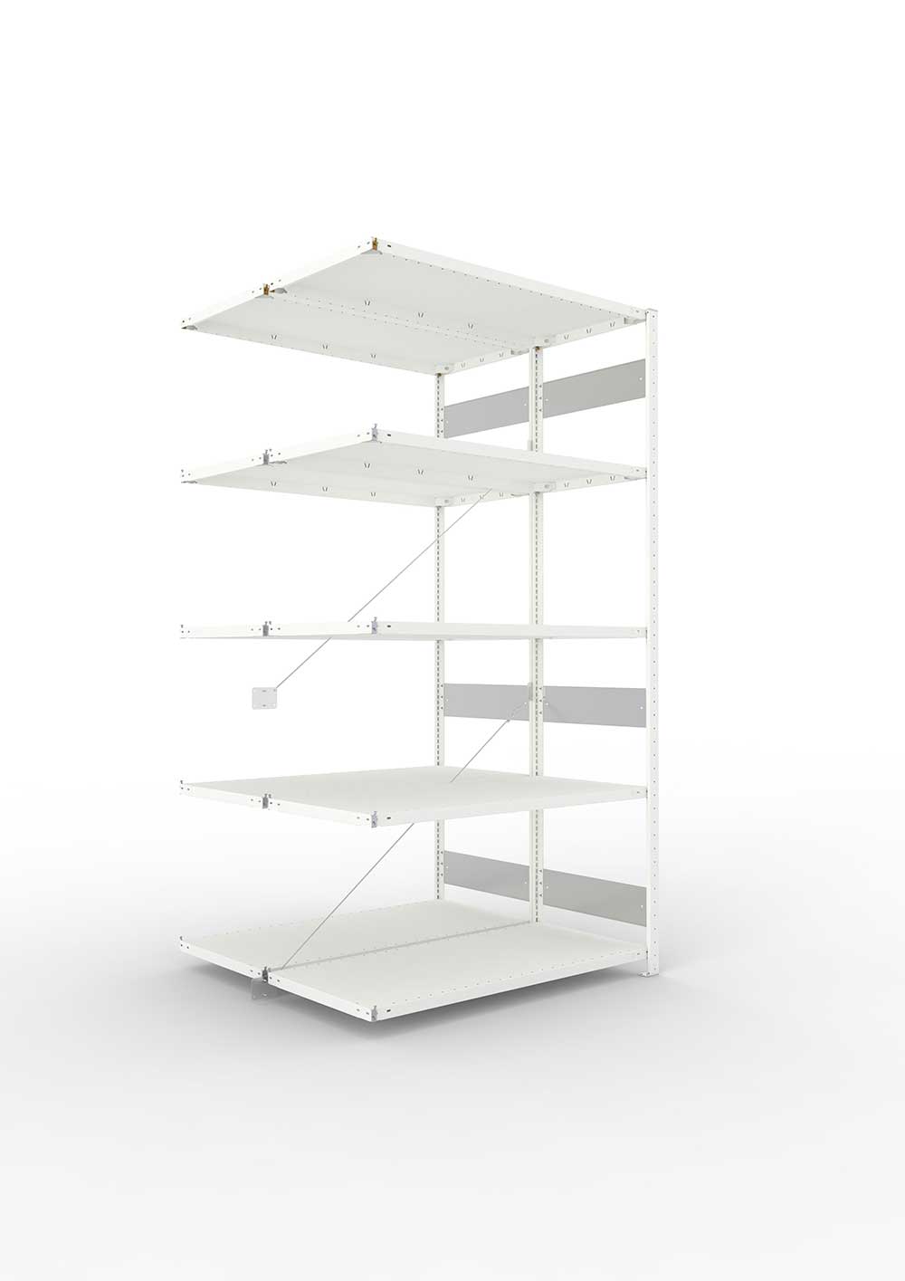 Metallregal Pro-Flex Stecksystem Doppelanbauregal – 250×130×60 cm, 230 kg, RAL 7035