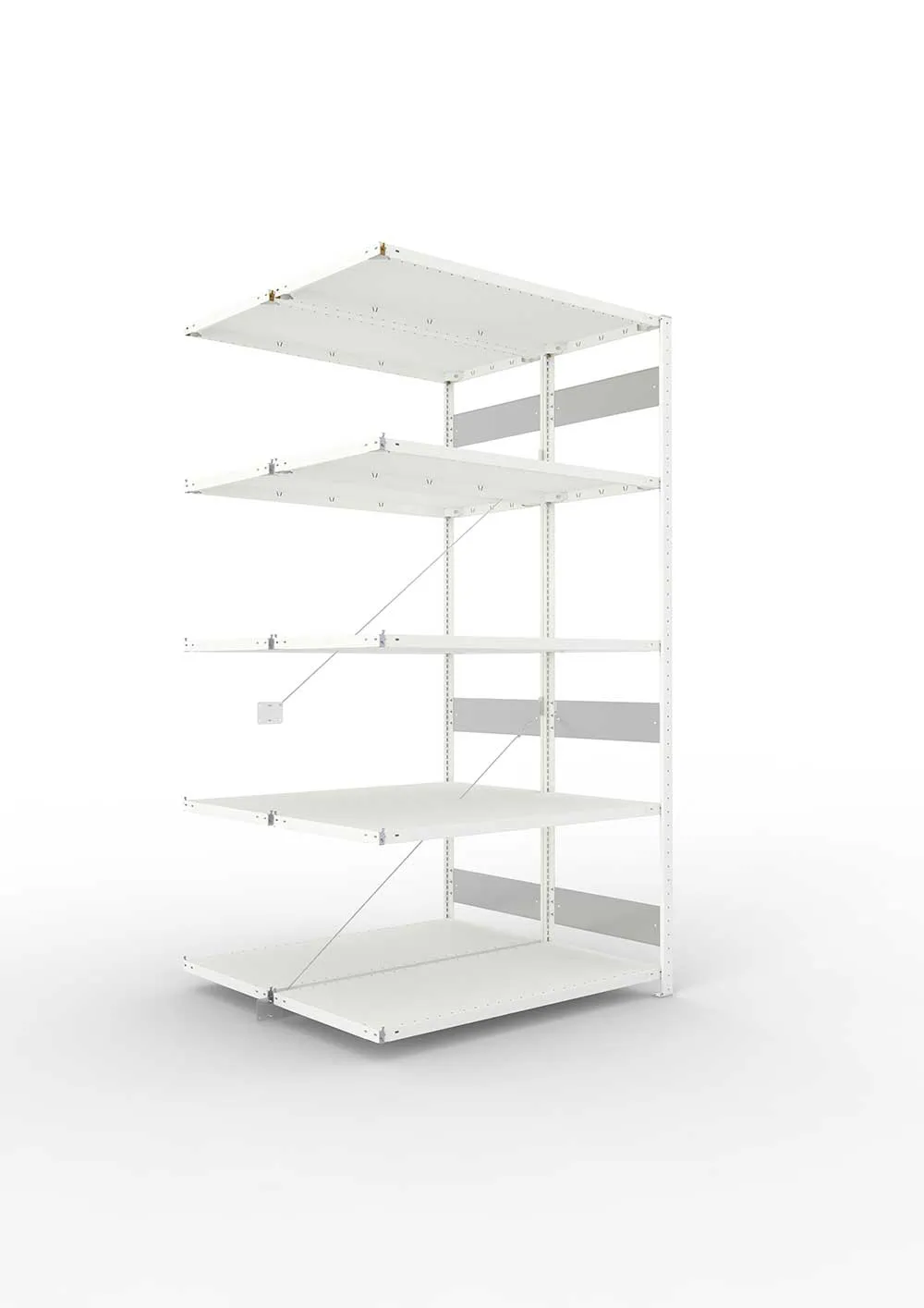Metallregal Pro-Flex Stecksystem Doppelanbauregal – 250×130×60 cm, 230 kg, RAL 7035