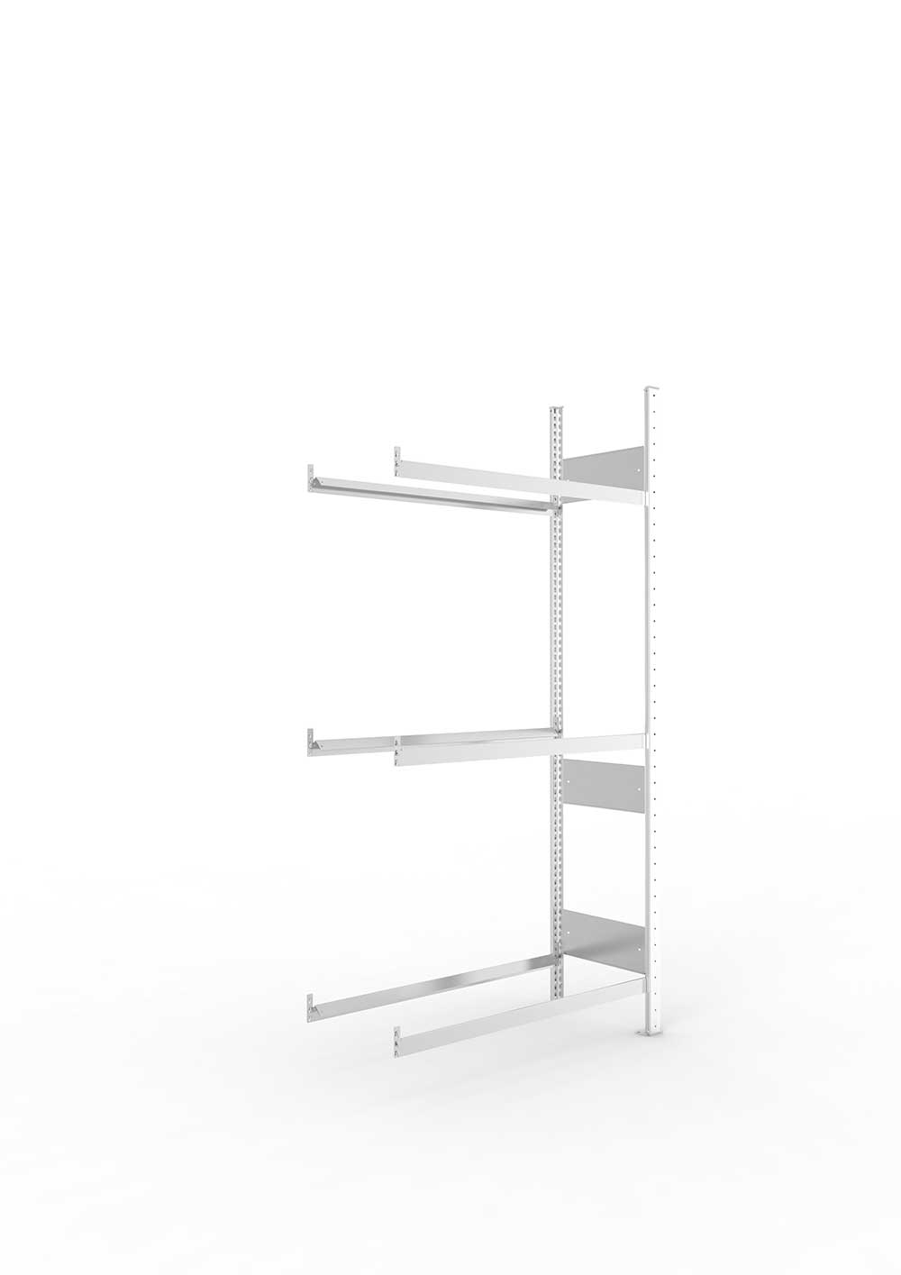 Reifenregal AR 2000 x 1000 x 400 kpl. vzk mit 6 Reifen-Längsriegeln ( 3 Reifenebenen ) in der Frontalansicht – ideal für Produktdetails