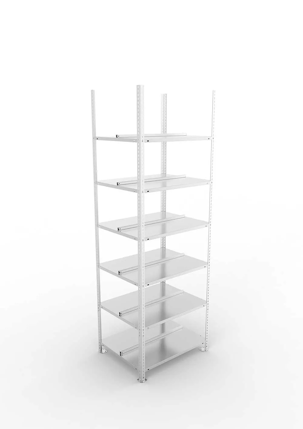 Büroregal Pro Schraubsystem Grundregal – 220×75×60 cm, verzinkt, doppelseitig