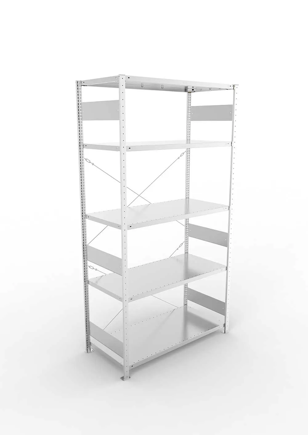 Metallregal Pro-Flex Stecksystem Grundregal – 250×130×60 cm, 230 kg, verzinkt, 5 Böden