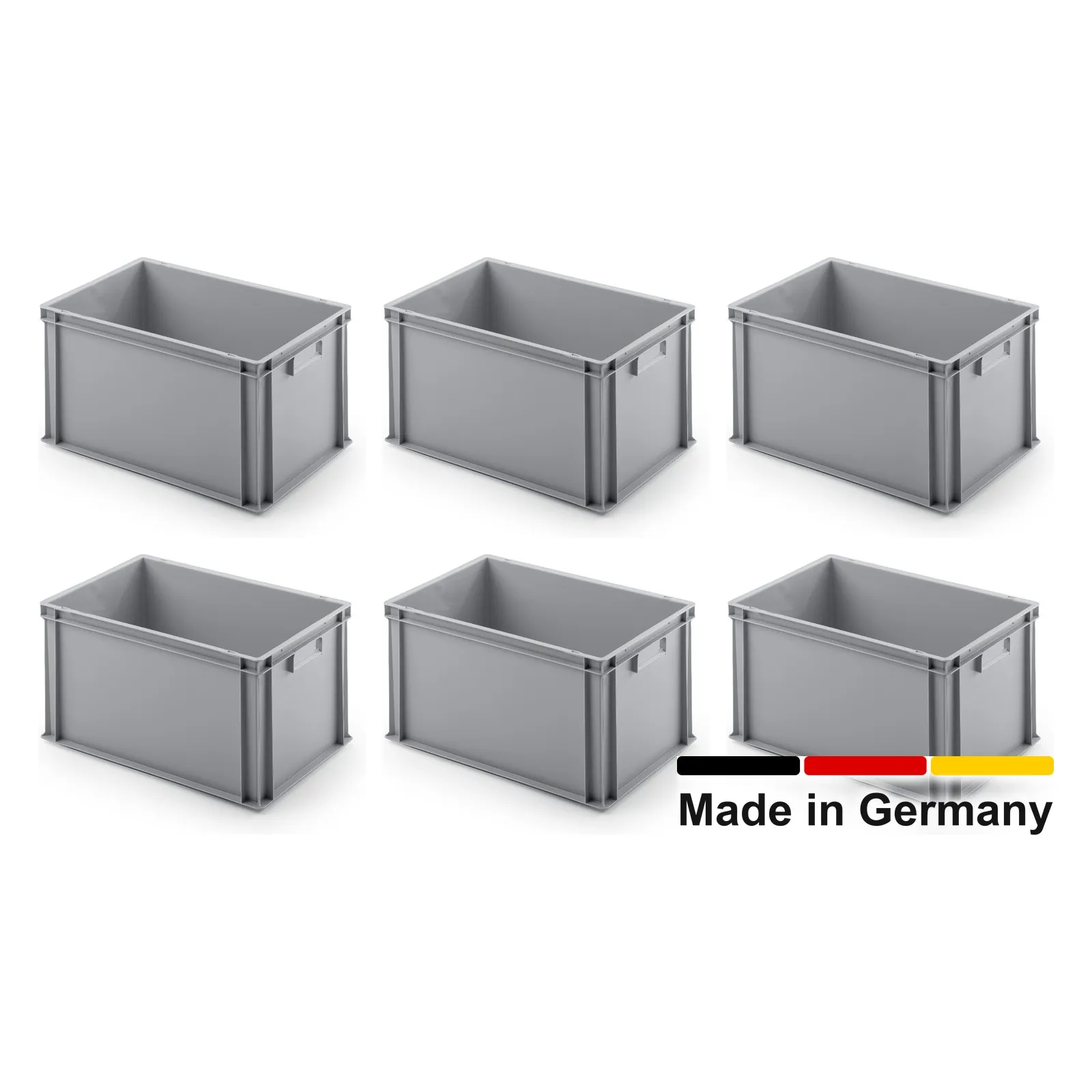 6x Eurobox 60x40x32 cm - UNISTA, Griffe geschlossen