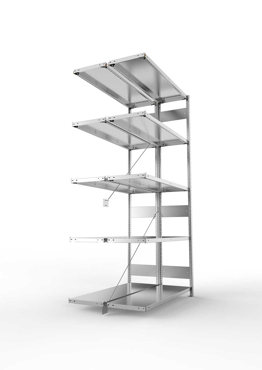 Metallregal Pro-Max Stecksystem Doppelanbauregal – 250×130×40 cm, 230 kg, verzinkt