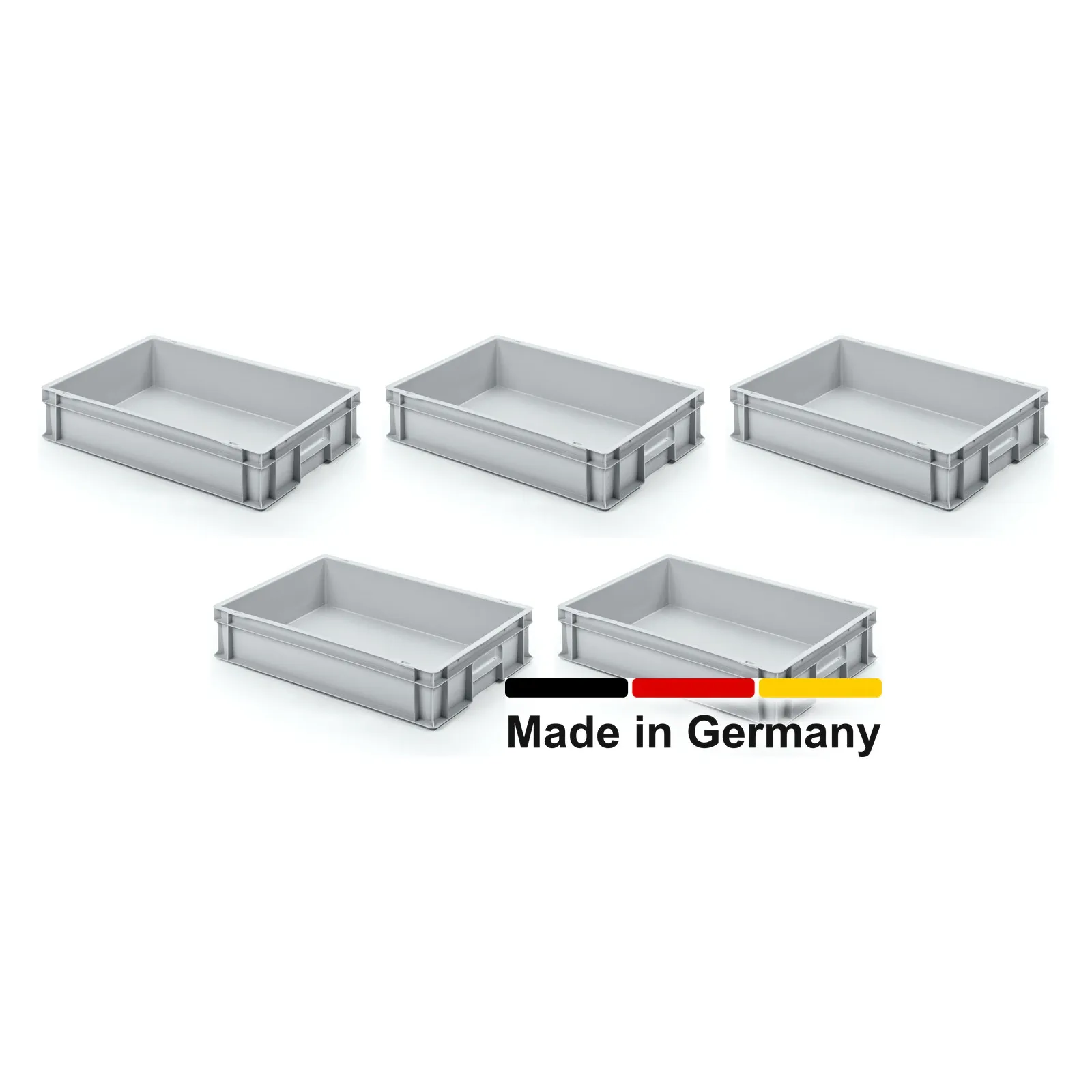 5x Eurobox 60x40x12 cm - UNISTA, Griffe geschlossen