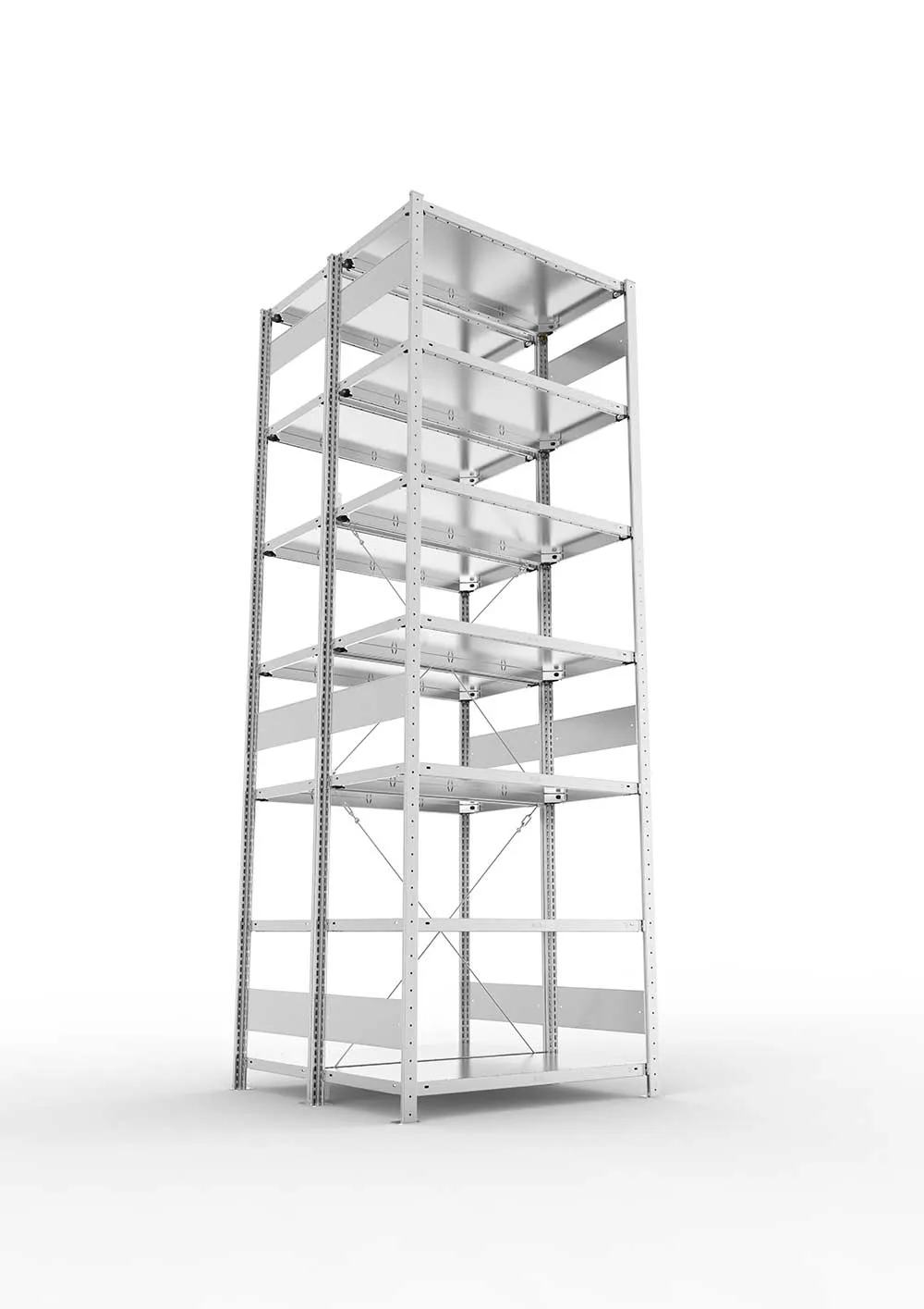 Metallregal Pro-Max Stecksystem Doppelgrundregal – 300×100×50 cm, 150 kg, verzinkt