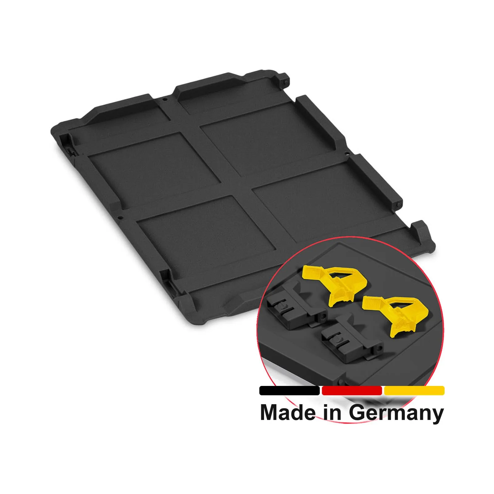Scharnierdeckel Set 400 x 300 für Eurobox NextGen 2.0 Cycle - Anthrazit - inkl. 2 gelbe Schiebeschnappverschlüsse