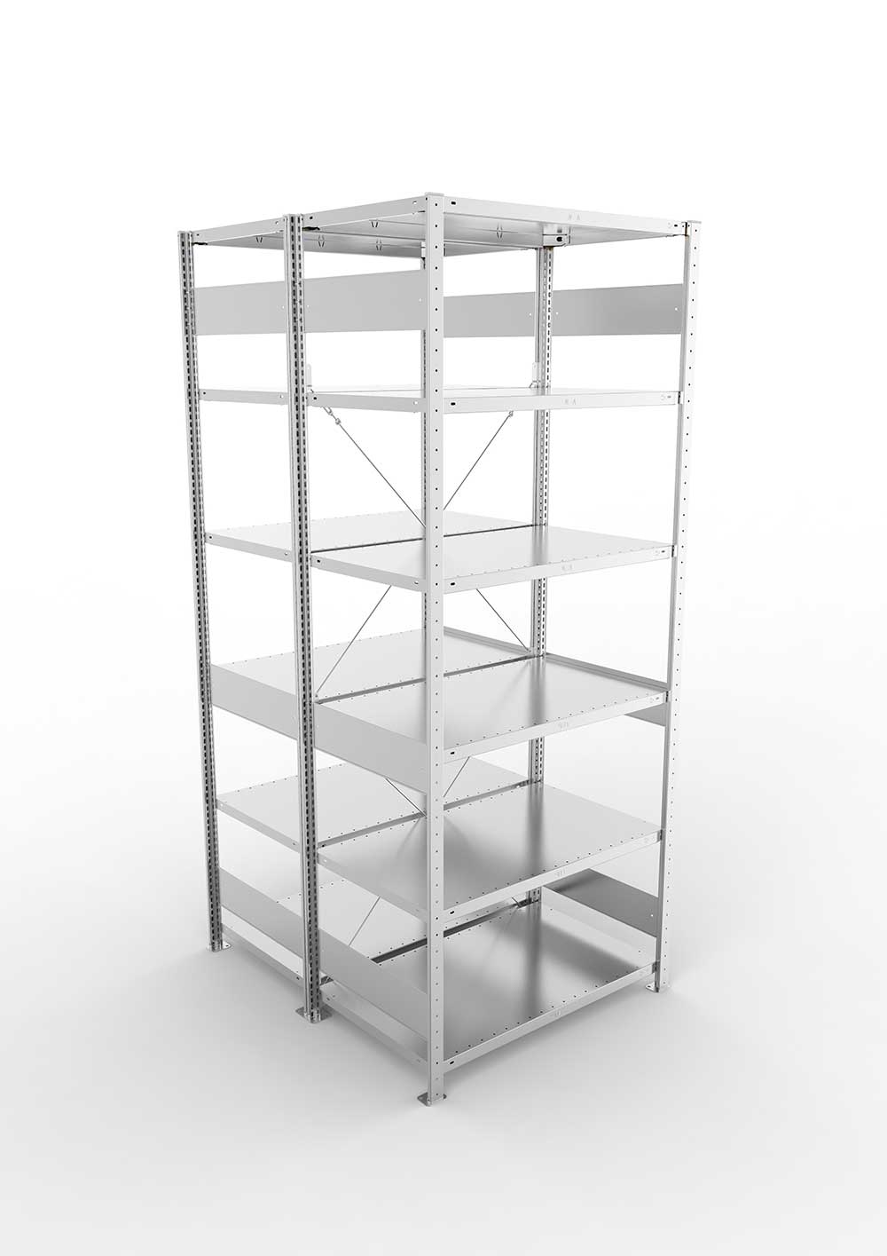 Metallregal Pro-Flex Stecksystem Doppelgrundregal – 250×100×60 cm, 150 kg, verzinkt