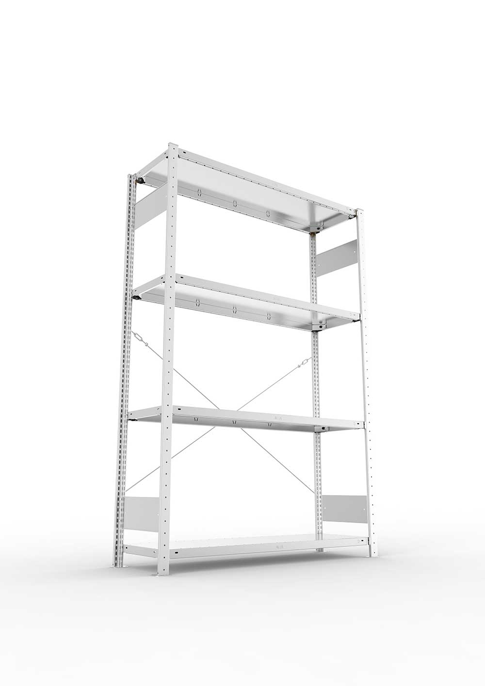 Schwerlastregal Pro-Flex Stecksystem Grundregal – 200×130×40 cm, 230 kg, verzinkt, 4 Böden