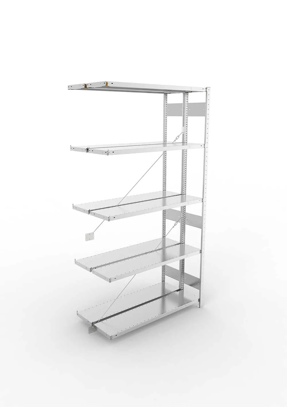 Metallregal Pro-Max Stecksystem Doppelanbauregal – 250×130×30 cm, 230 kg, verzinkt