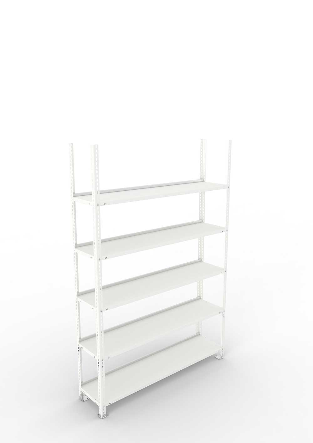 Büroregal Pro Schraubsystem Grundregal – 185×125×30 cm, RAL 7035, einseitig