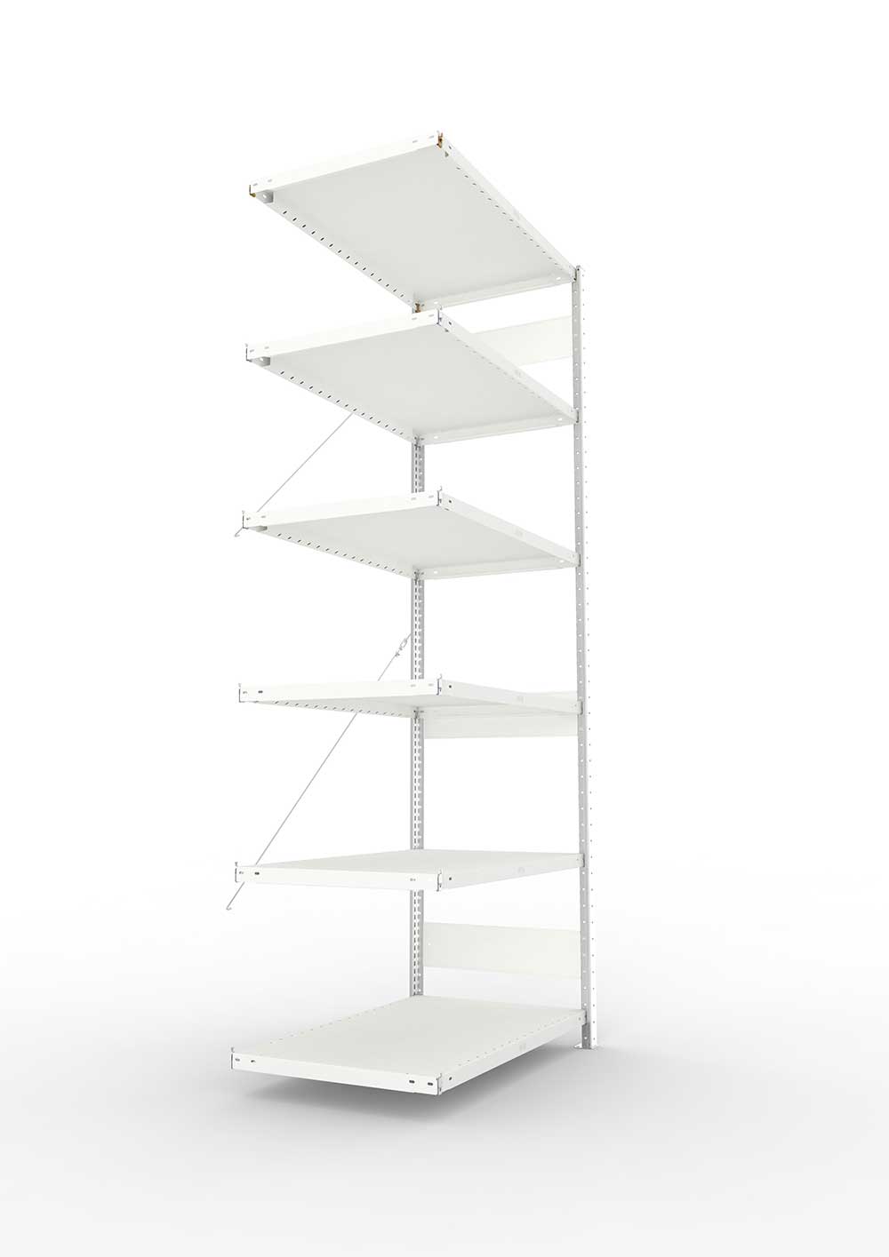 Metallregal Pro-Max Stecksystem Anbauregal – 250×100×60 cm, 230 kg, RAL 7035, 6 Böden