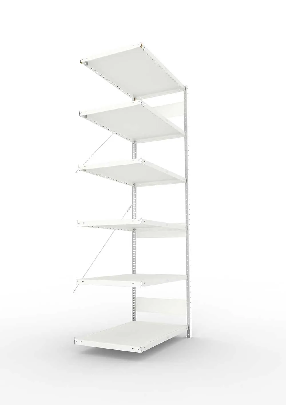 Metallregal Pro-Max Stecksystem Anbauregal – 250×100×60 cm, 230 kg, RAL 7035, 6 Böden