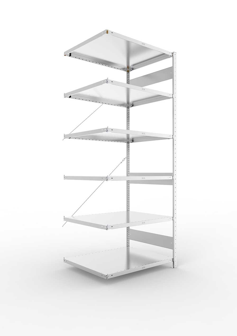 Metallregal Pro-Max Stecksystem Anbauregal – 250×100×80 cm, 230 kg, verzinkt, 6 Böden