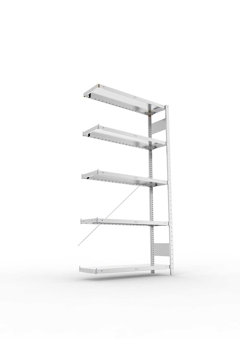 Metallregal Pro-Max Stecksystem Anbauregal – 200×100×30 cm, 230 kg, verzinkt, 5 Böden