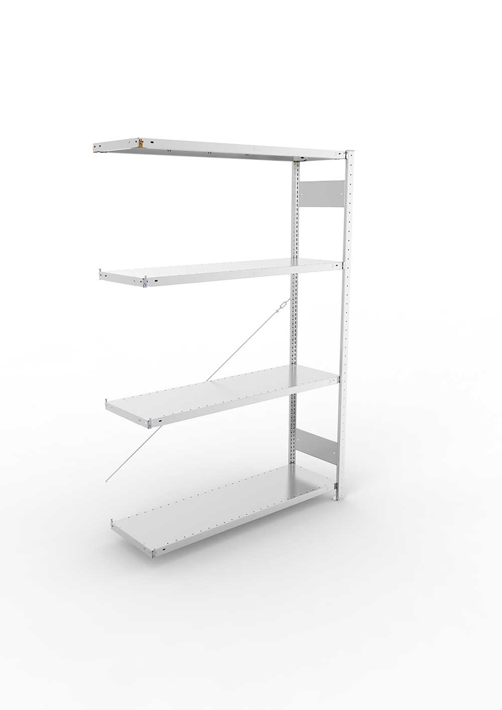 Metallregal Pro-Max Stecksystem Anbauregal – 200×130×40 cm, 230 kg, verzinkt, 4 Böden