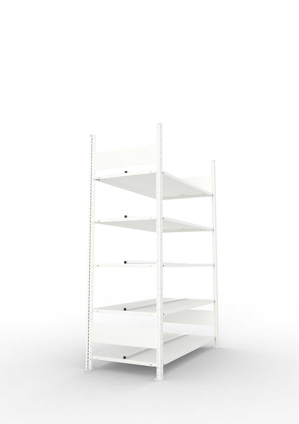 Büroregal Pro-Max Stecksystem Grundregal – 185×125×60 cm, RAL 7035, doppelseitig