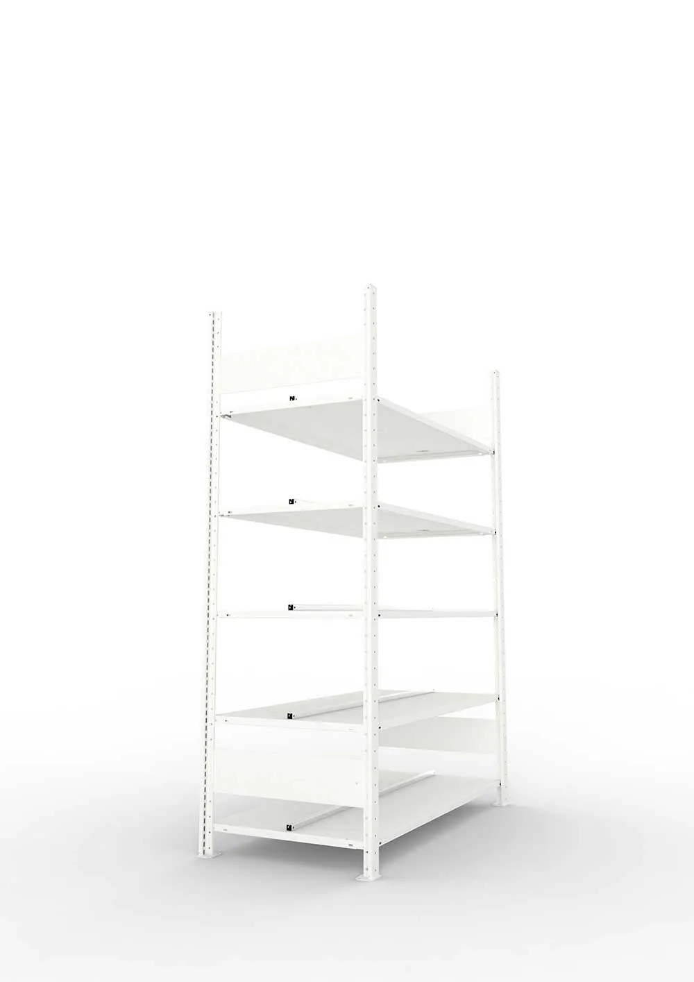Büroregal Pro-Max Stecksystem Grundregal – 185×125×60 cm, RAL 7035, doppelseitig