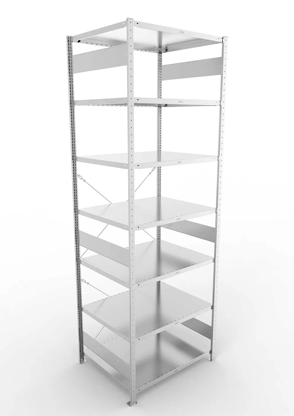 Metallregal Pro-Max Stecksystem Grundregal – 300×100×80 cm, 230 kg, verzinkt, 7 Böden