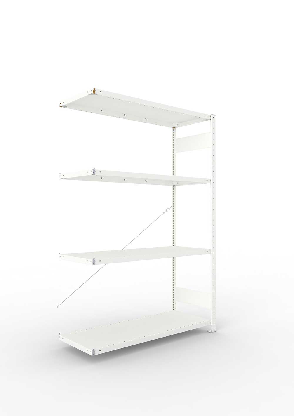 Metallregal Pro-Max Stecksystem Anbauregal – 200×130×50 cm, 230 kg, RAL 7035, 4 Böden