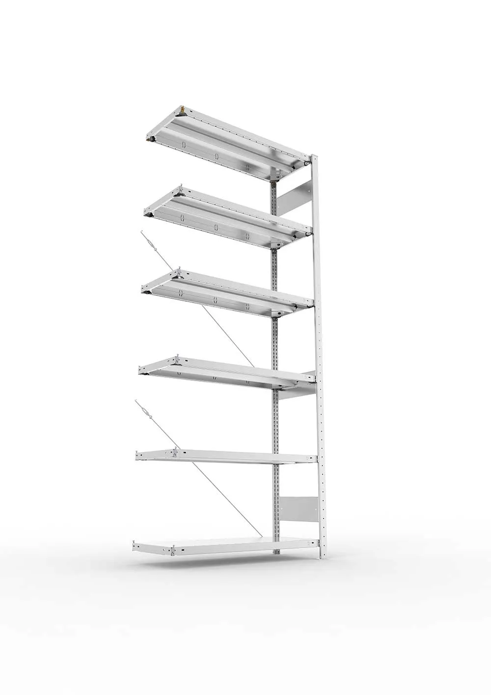 Metallregal Pro-Max Stecksystem Anbauregal – 250×100×40 cm, 330 kg, verzinkt, 6 Böden