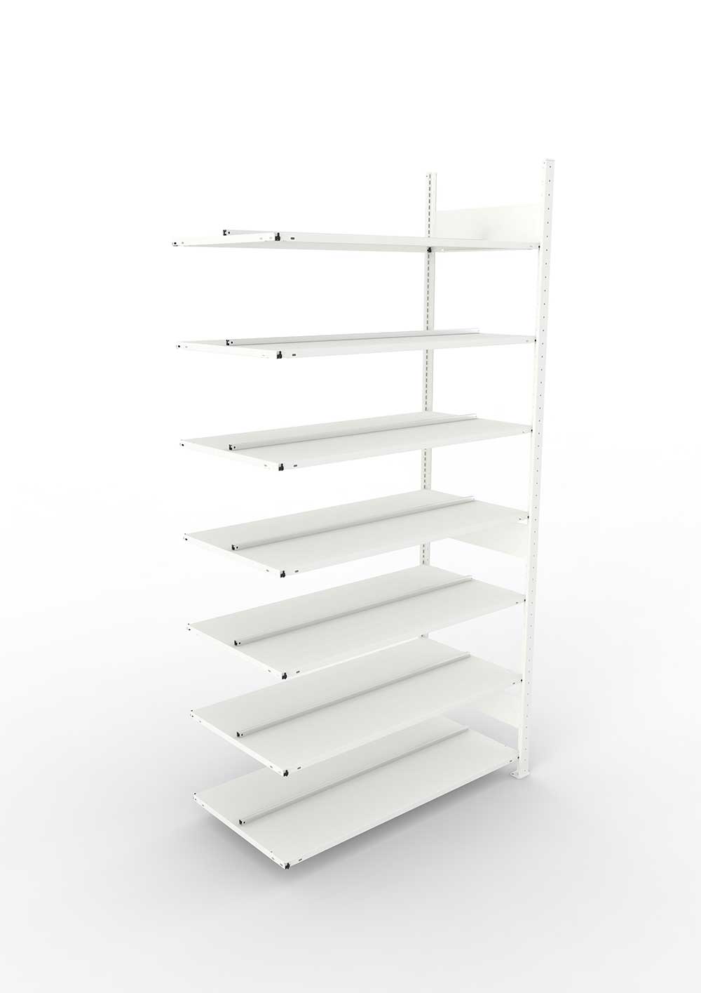 Büroregal Pro-Max Stecksystem Anbauregal – 250×125×60 cm, RAL 7035, doppelseitig