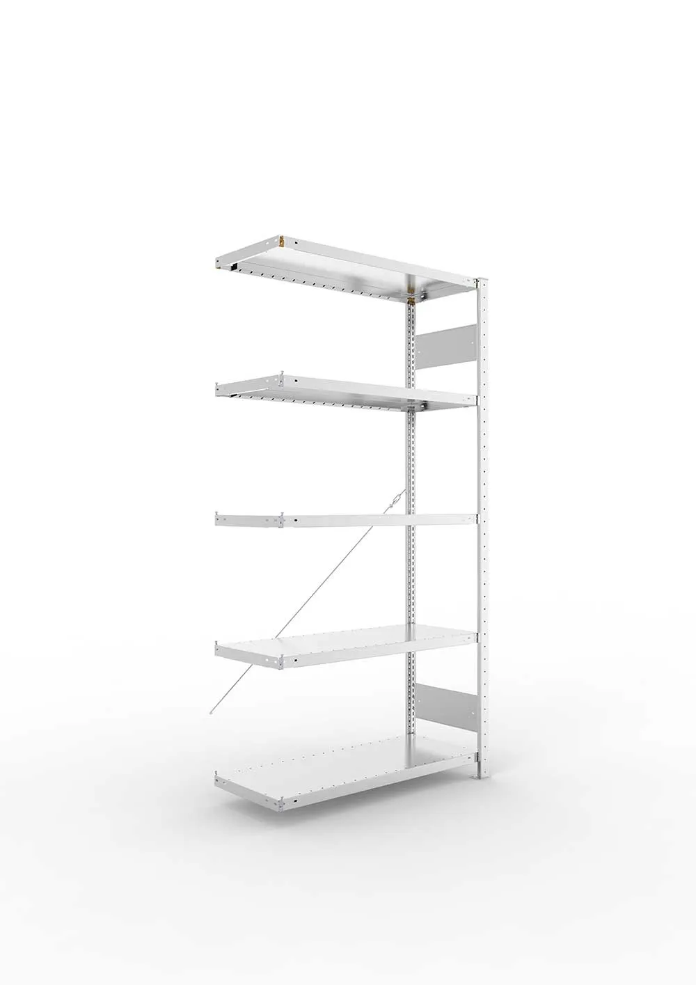 Metallregal Pro-Flex Stecksystem Anbauregal – 200×100×40 cm, 230 kg, verzinkt, 5 Böden