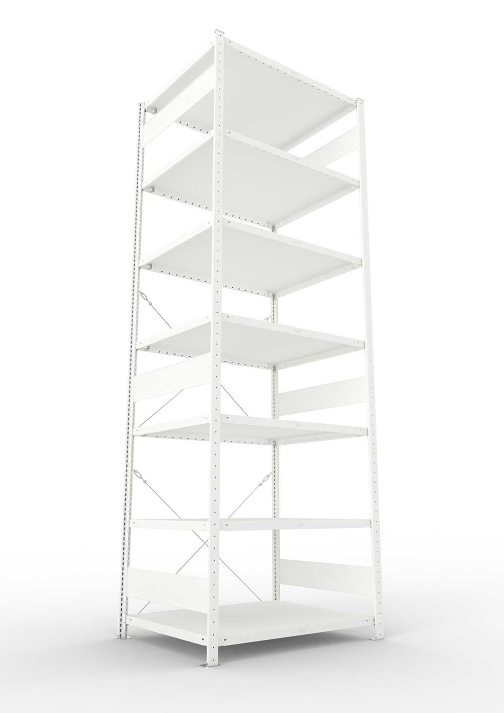 Metallregal Pro-Max Stecksystem Grundregal – 300×100×80 cm, 230 kg, RAL 7035, 7 Böden