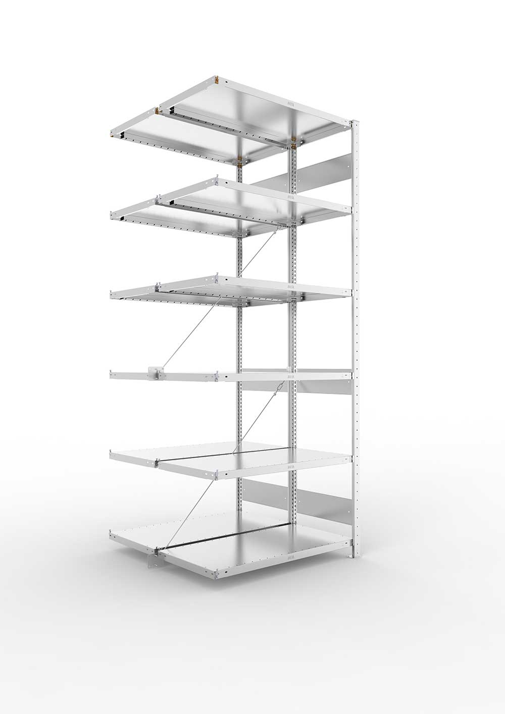 Metallregal Pro-Flex Stecksystem Doppelanbauregal – 250×100×50 cm, 230 kg, verzinkt