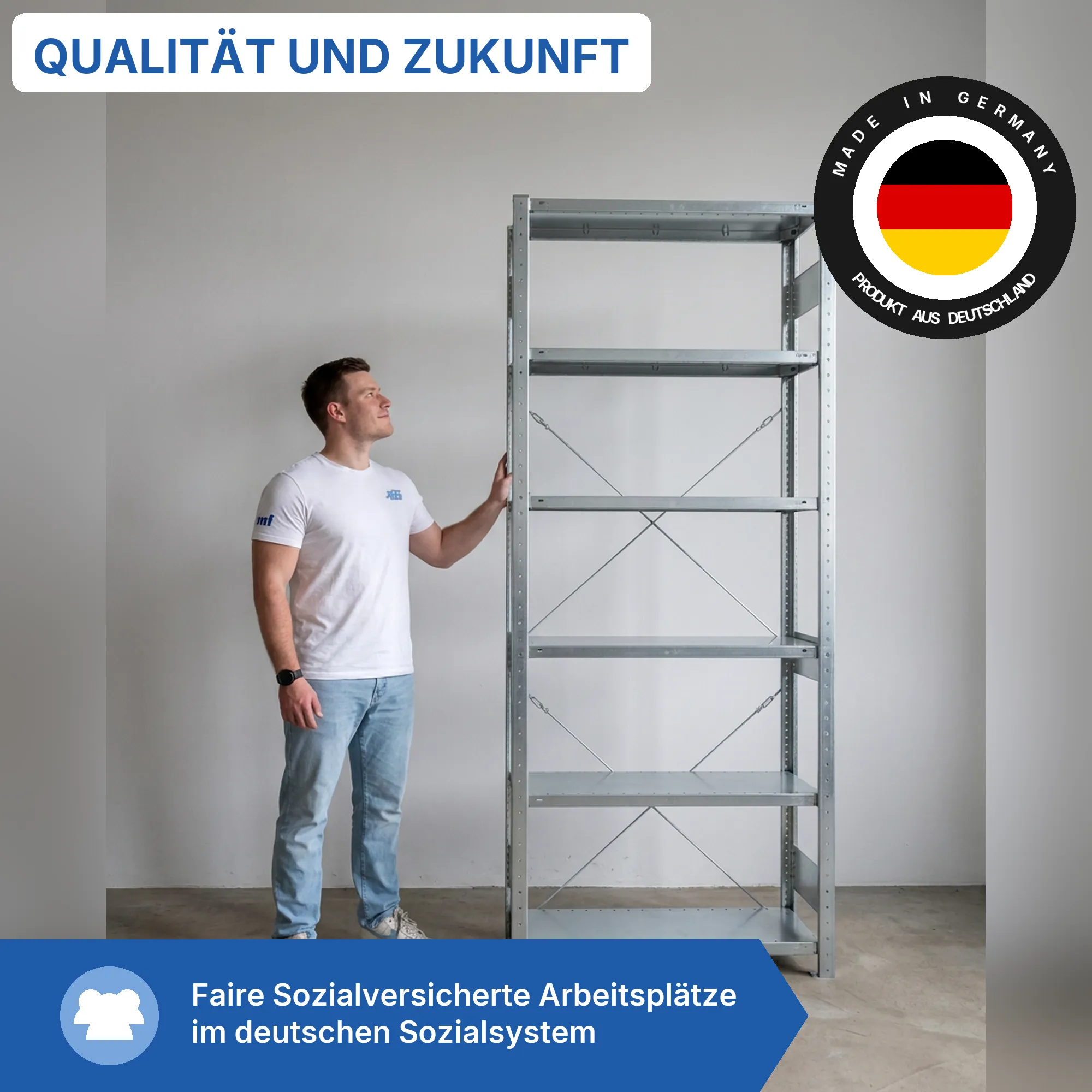 Schwerlastregal Pro-Flex Stecksystem Grundregal – 250×100×30 cm, 150 kg, verzinkt, 6 Böden