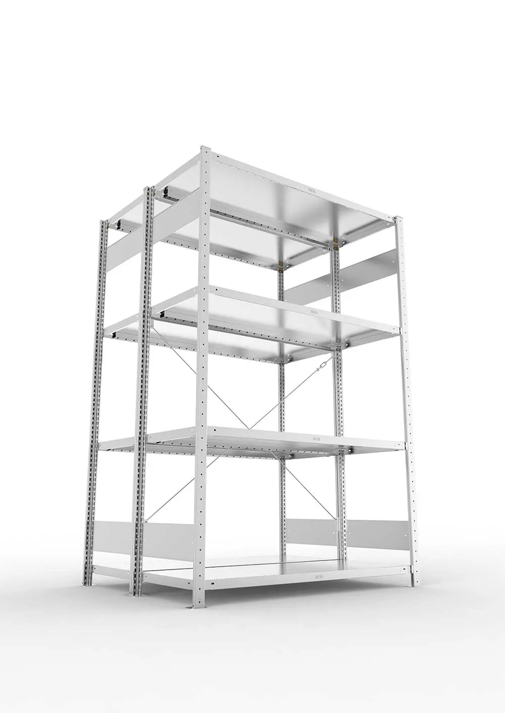 Metallregal Pro-Flex Stecksystem Doppelgrundregal – 200×130×50 cm, 230 kg, verzinkt