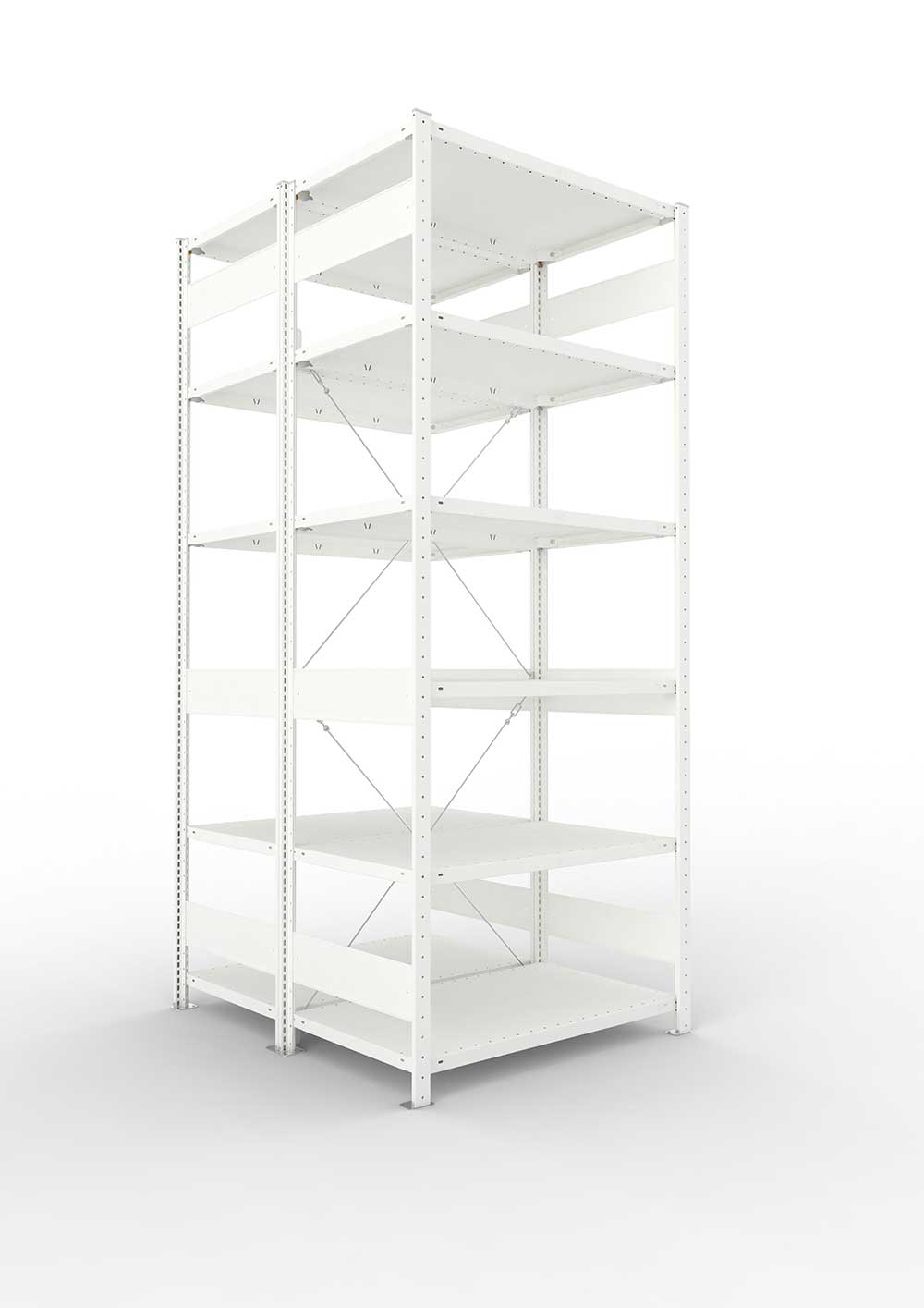 Metallregal Pro-Max Stecksystem Doppelgrundregal – 250×100×60 cm, 150 kg, RAL 7035