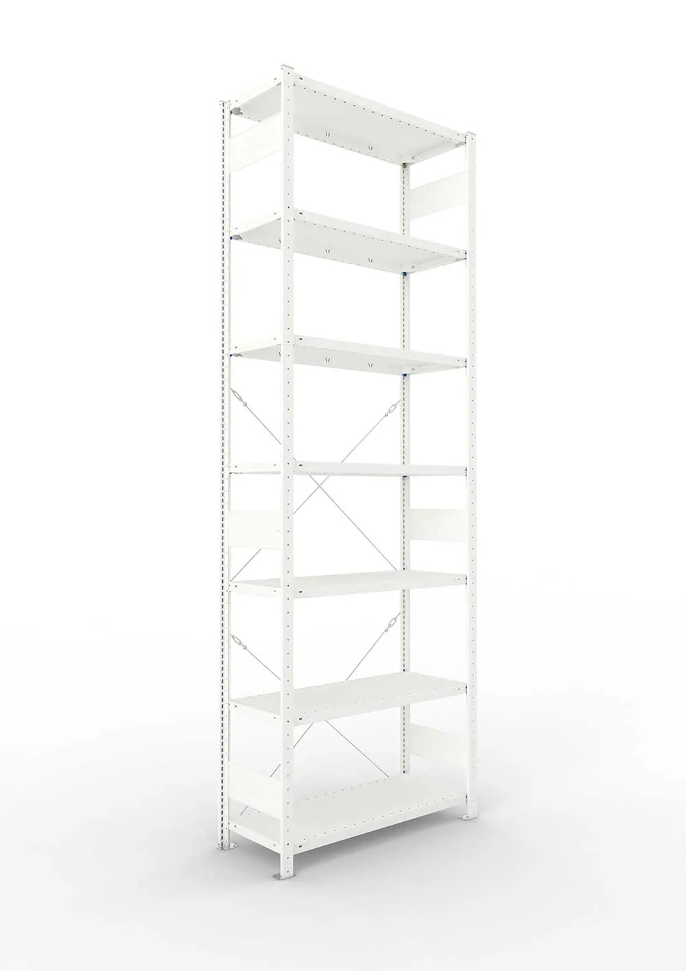Metallregal Pro-Max Stecksystem Grundregal – 300×100×40 cm, 150 kg, RAL 7035, 7 Böden
