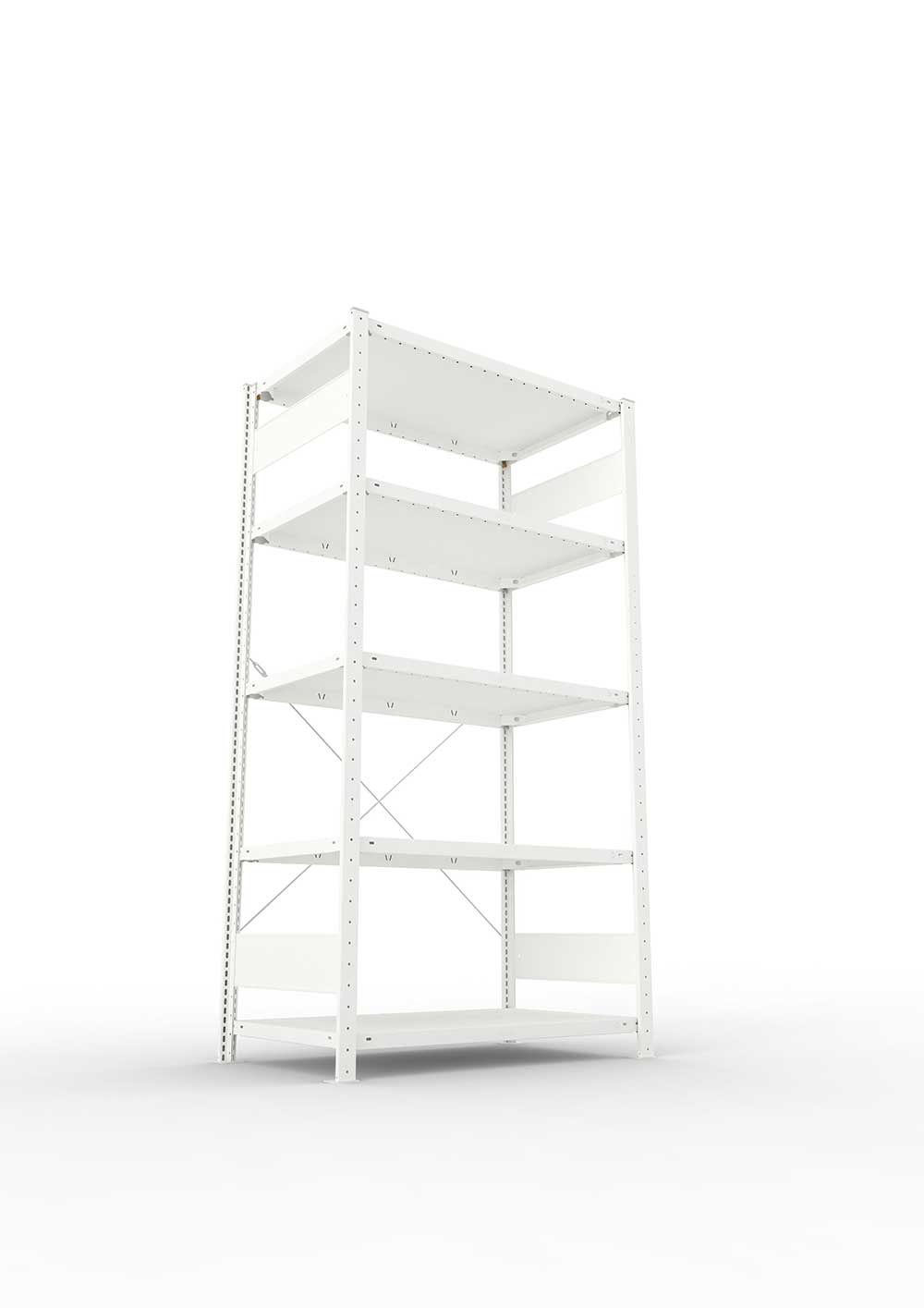 Metallregal Pro-Max Stecksystem Grundregal – 200×100×60 cm, 150 kg, RAL 7035, 5 Böden