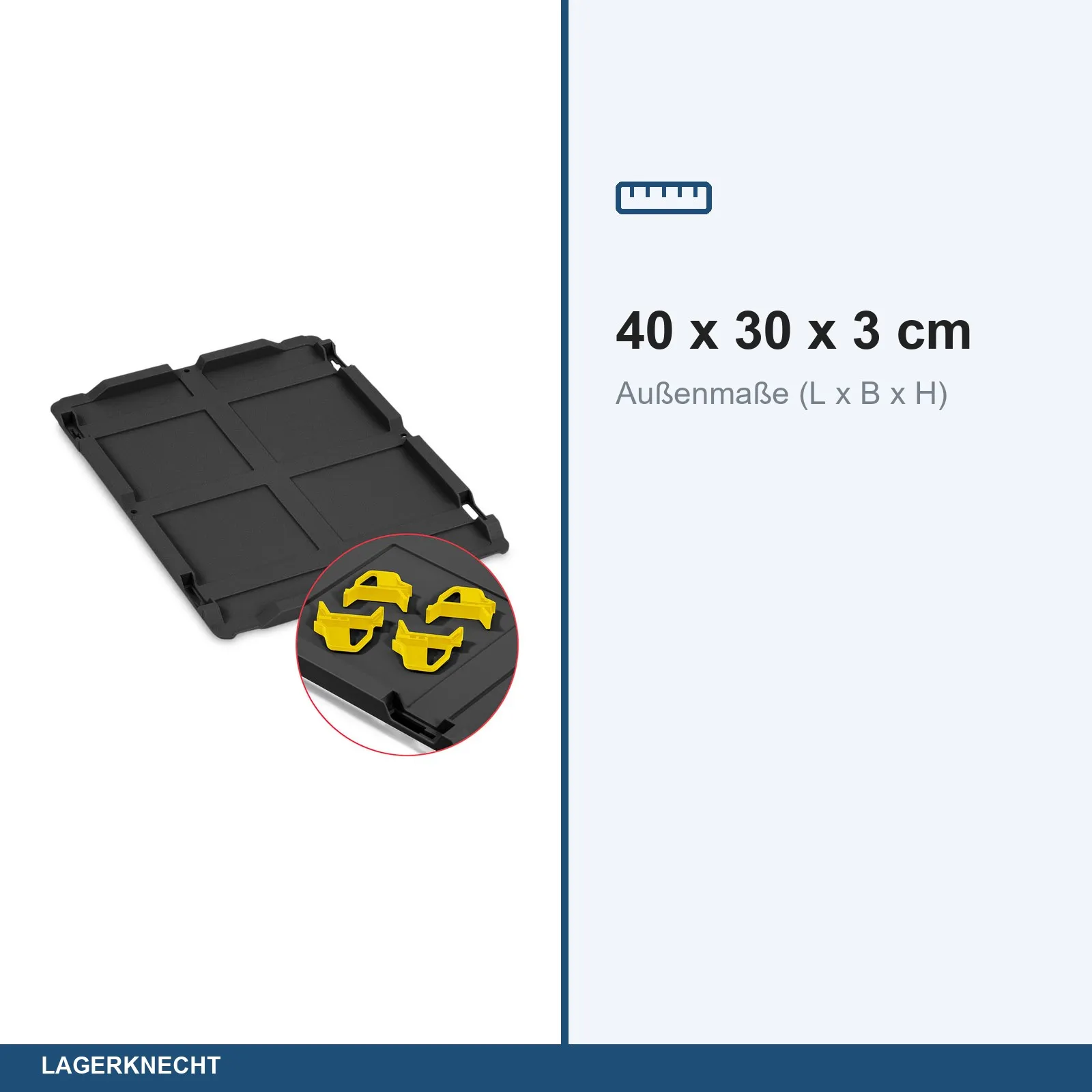 Auflagedeckel Set 400 x 300 für Eurobox NextGen 2.0 Cycle - Anthrazit - inkl. 4 gelbe Schiebeschnappverschlüsse