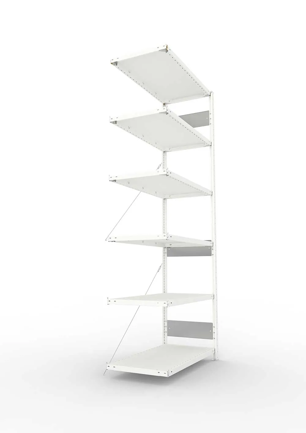 Metallregal Pro-Flex Stecksystem Anbauregal – 250×100×50 cm, 150 kg, RAL 7035, 6 Böden