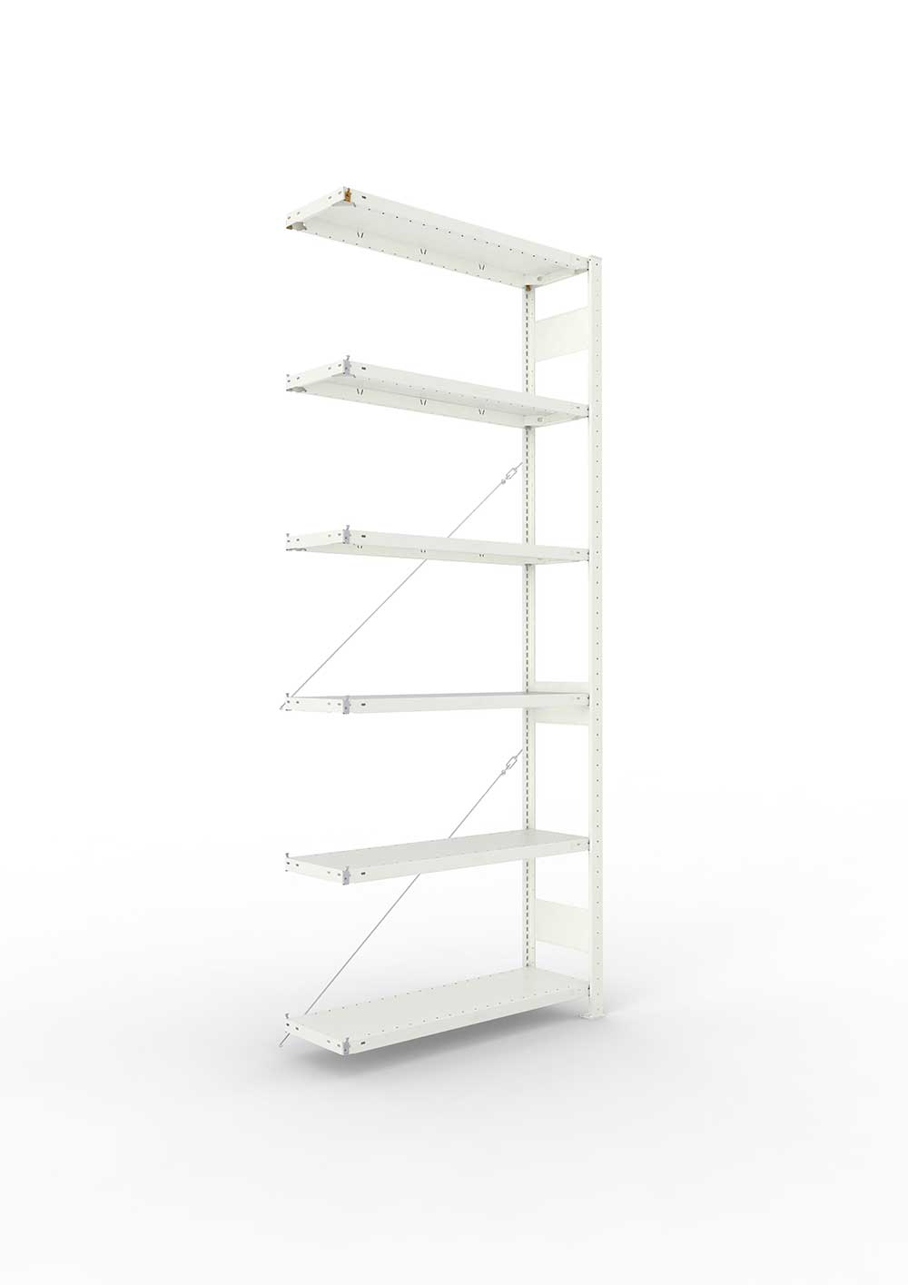 Metallregal Pro-Max Stecksystem Anbauregal – 250×100×30 cm, 150 kg, RAL 7035, 6 Böden