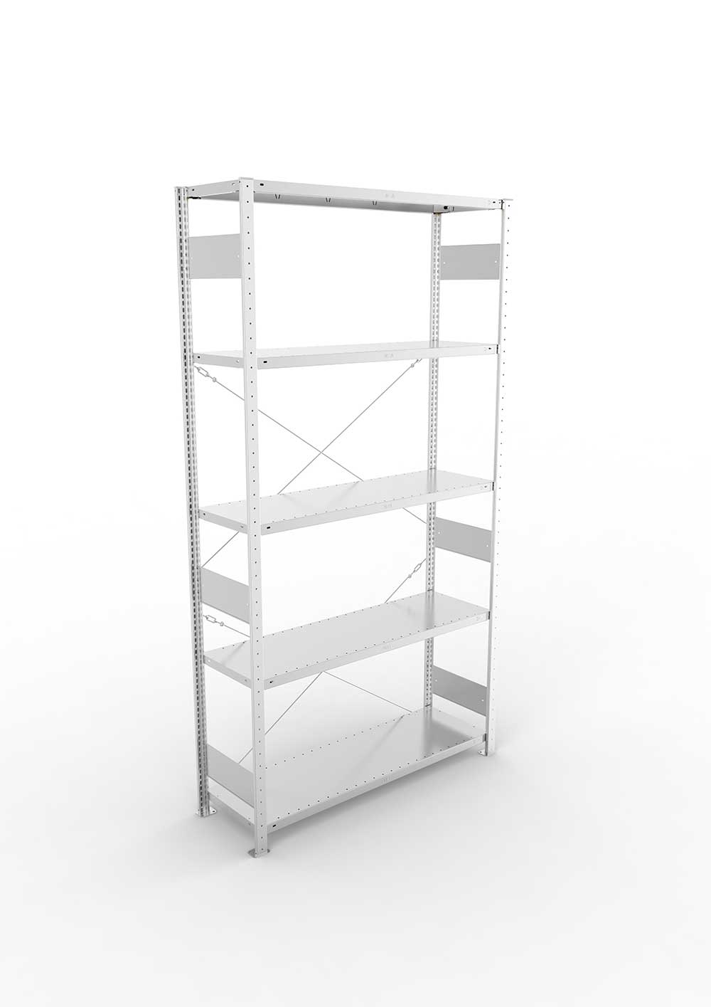 Metallregal Pro-Flex Stecksystem Grundregal – 250×130×40 cm, 230 kg, verzinkt, 5 Böden