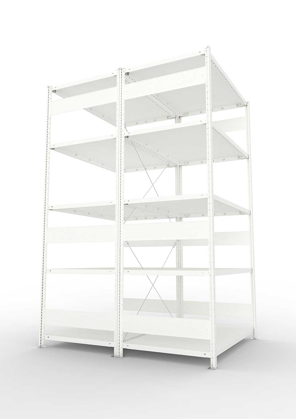 Metallregal Pro-Max Stecksystem Doppelgrundregal – 250×130×80 cm, 230 kg, RAL 7035