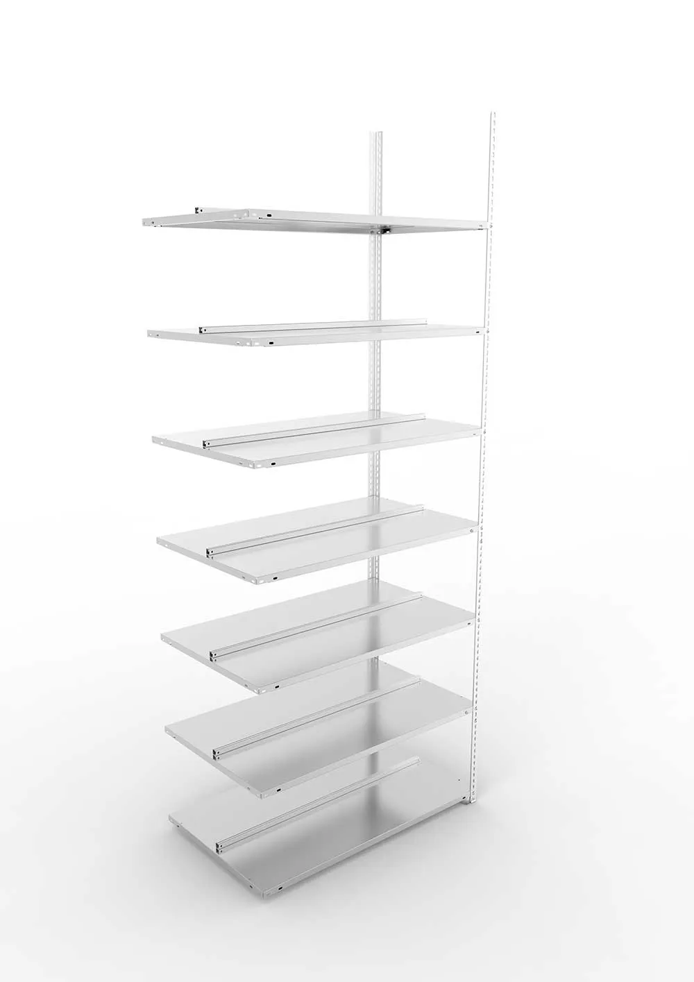 Büroregal Pro Schraubsystem Anbauregal – 250×100×60 cm, verzinkt, doppelseitig