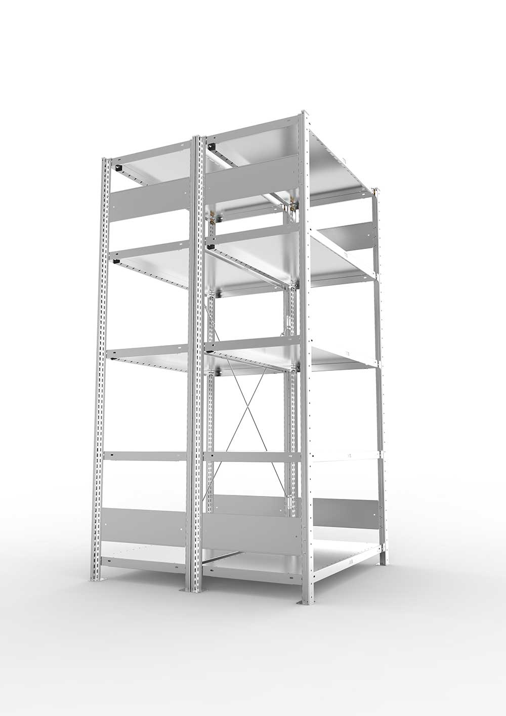 Metallregal Pro-Flex Stecksystem Doppelgrundregal – 200×100×50 cm, 230 kg, verzinkt