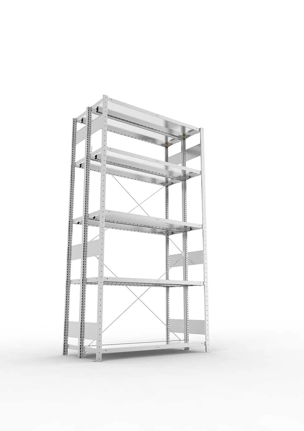 Metallregal Pro-Flex Stecksystem Doppelgrundregal – 250×130×30 cm, 230 kg, verzinkt