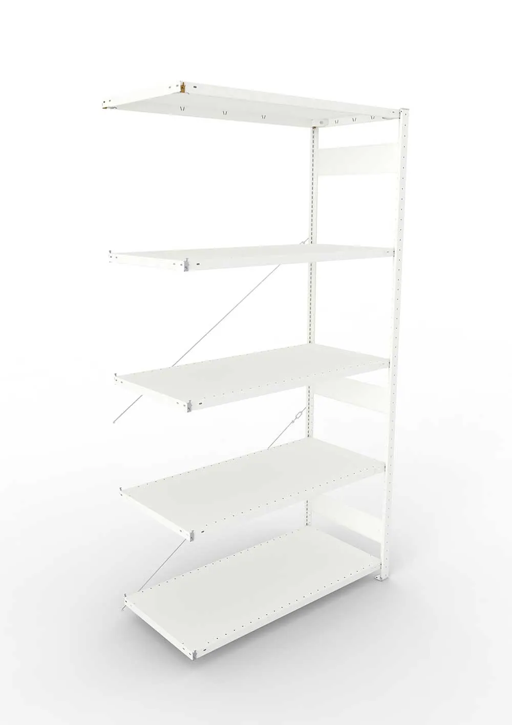 Metallregal Pro-Max Stecksystem Anbauregal – 250×130×60 cm, 230 kg, RAL 7035, 5 Böden