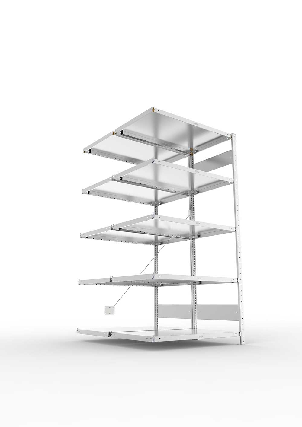 Metallregal Pro-Max Stecksystem Doppelanbauregal – 200×100×60 cm, 230 kg, verzinkt