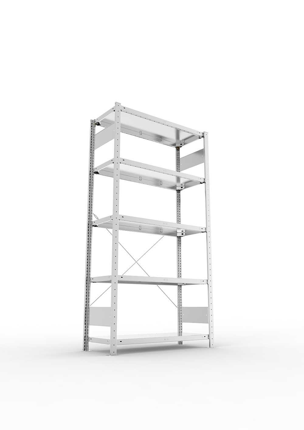 Metallregal Pro-Max Stecksystem Grundregal – 200×100×40 cm, 150 kg, verzinkt, 5 Böden