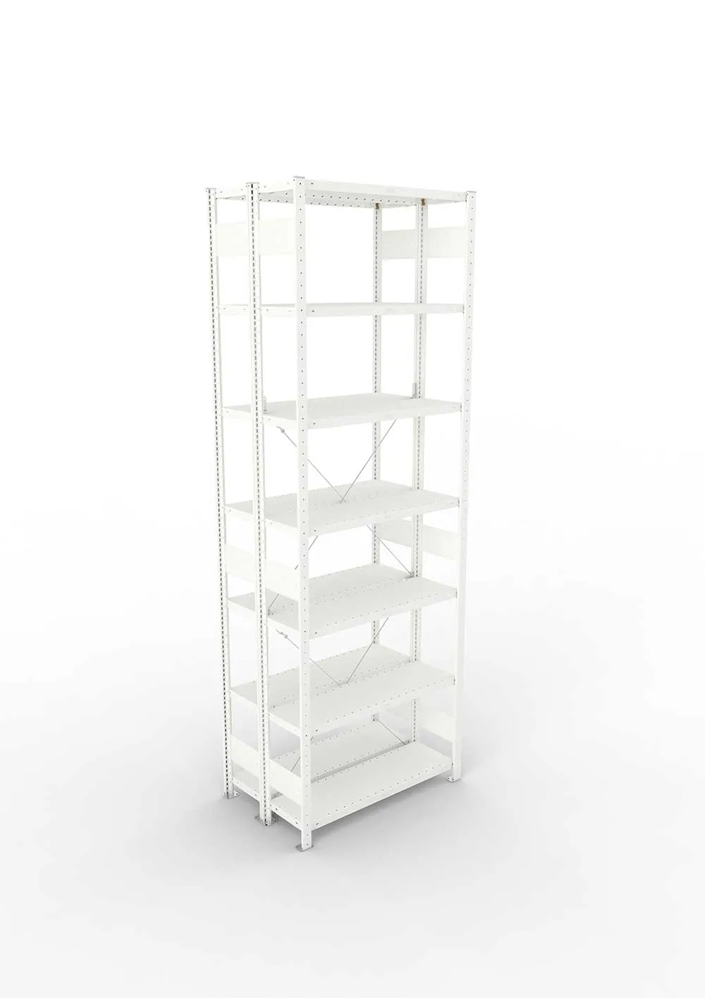 Metallregal Pro-Max Stecksystem Doppelgrundregal – 300×100×30 cm, 230 kg, RAL 7035