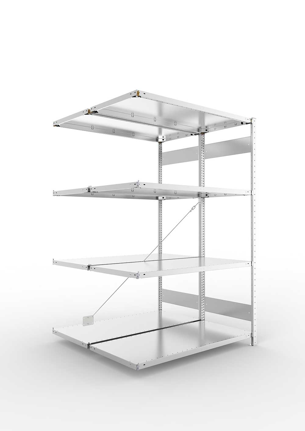 Metallregal Pro-Max Stecksystem Doppelanbauregal – 200×130×60 cm, 230 kg, verzinkt