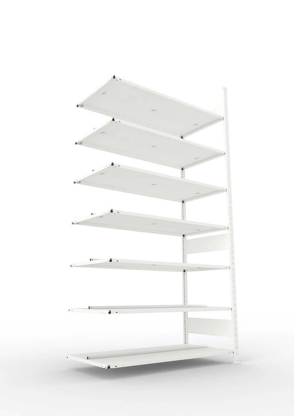 Büroregal Pro-Max Stecksystem Anbauregal – 250×125×60 cm, RAL 7035, doppelseitig