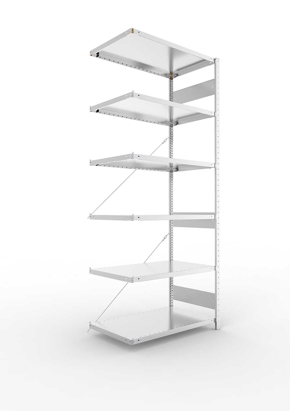 Metallregal Pro-Flex Stecksystem Anbauregal – 250×100×60 cm, 230 kg, verzinkt, 6 Böden